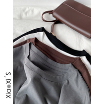 Xiaoxijia) Simple solid wear spring basic solid color all-match casual round neck long sleeve bottoming shirt T-shirt tide girl