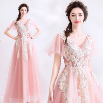 Angel wedding dress Dream Pink Bride wedding toast dinner annual performance wedding dress wholesale 3268Q