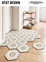 Light and luxurious door Nordic Entrance Foot Mat Domestic Tailoring Doormat Cushion Silk Geometric Circles Carpet Dusting Can Be Scraped.