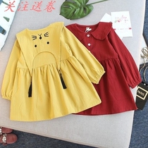 Children Super Foreign Air girl dress Princess dress spring and autumn dress children baby girl baby female Treasure Base shirt long sleeve red