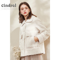 Xili winter 2021 New lapel beige leather wool one cashmere coat womens short sweet age tide