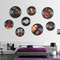 Bar restaurant soft decorations vintage vinyl record wood panel painting wall creative cafe shooting props wall decoration