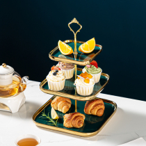 Nordic three-layer fruit plate cake rack Creative modern living room double dessert pastry plate household afternoon tea heart rack