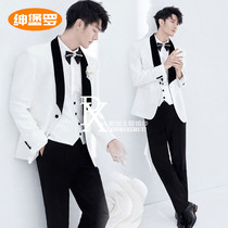 Casual Western Suit Suit Mens Three Suits for Han Edition Photo-Themed Costumes Groom Wedding Gown