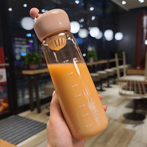 Cute Jane about Korean style plastic cup convenient to carry tea septicist lovers with the hand cup trend Summer with scale water mug