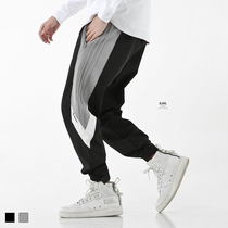 Autumn European and American color street hip-hop hip-hop loose stitching contrast color casual pants Mens fashion brand sports drawstring leg guard pants