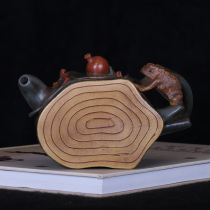 Taiwan returned old purple - saucer famous master of the early Cultural Revolution Jiang Rong made a double color toad pomegranate by hand