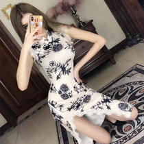 2021 summer new improved version of the girl in the long section of the retro fried street cheongsam young temperament dress