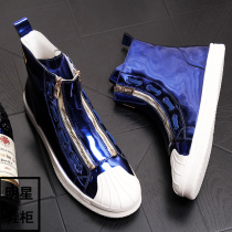 Boomer Hip Hop Bright Face Casual Martin Boots Man Fashion Trends Street Dance Shoes Han Edition Shell Head Zipper High Bunch Shoes