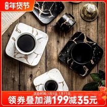 Nordic ins Wind marble pattern gold ceramic mug office with saucer Coffee Cup home creative water Cup