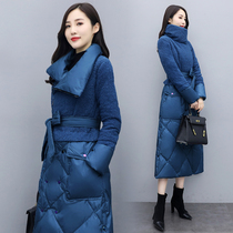 New winter 2020 medium long Lamb hair thickened waist slim down quilt coat retro Pike cotton coat
