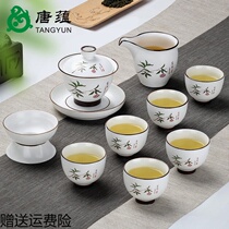 Fixed Kiln Porcelain Cover Bowl Teacup Cup Big Kung Fu Jingde Town Retro Suit Jade Porcelain Three Cups Grease White Large Tea Bowl Home