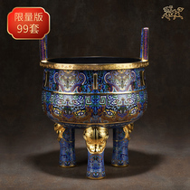 Bronze Masters total copper pendulum piece Jingtai Blue and beast face Tattooding Stove Revered in the Living Room Office Adornment Big