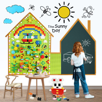 Lego Wall Building Block Wall Custom Home Children Room Puzzle Assembly Chalkboard Two-in-one Wall-mounted Big Grain Gear