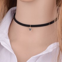 European and American ornaments triangular geometric pendant item ring female Korean version style short money chain lock bone chain