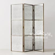 Retro Modern Gold Making Old Living Room Bedroom Partition Screen American Countryside Foldable Solid Wood Screen Folding Screen