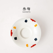 Three-year fragrant full garden coaster creative simple Tea Cup heat insulation pad white porcelain tea tray home kung fu tea ceremony zero match