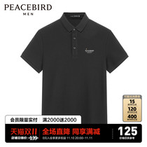 Peacebird Men's Short Sleeve Pullover T-Shirt Black Simple Slim Business Casual Polo Shirt