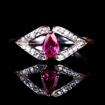 1 87g Collection j Exquisite S925 Silver inlaid red tourmaline ring