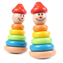 Monteshi Early Education Wooden Rings Building Blocks Childrens Educational Toys Small Rainbow Tower Childrens Stacked Tower