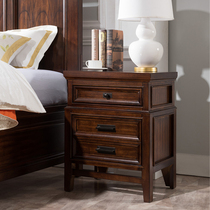 Bedside table American solid wood small bedside cabinet European bedroom storage cabinet Simple modern mini small narrow cabinet spot