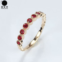 18k rose gold natural pigeon blood ruby group set retro row ring Princess Cece gold inlaid wild tail ring