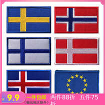 World flags Denmark Norway Iceland Finland Sweden embroidery velcro flag Velcro chapter send hair surface