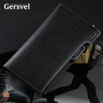 Jesse Villes new cloth art bull leather man long wallet money clip silver bag leather clip multifunction