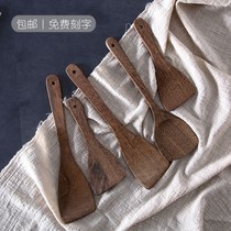 Paint-free wax-free chicken wing wood long handle spatula Household wooden spatula Non-stick pan wooden spatula Kitchen wooden frying wood