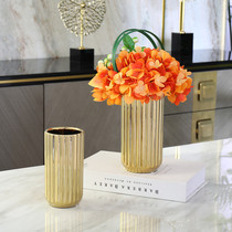 Creative Nordic ceramic vase swinging piece minimalist modern living room table golden flower-flower art home light and luxurious decoration