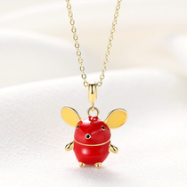 Year of the Rat red rope blessing mouse necklace female cute pet red to send girlfriends couples Zodiac gifts neck chain jewelry tide to girlfriend