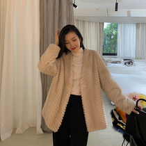 MSBEAST clip leather craft imported purple standard velvet mink coat female mink fur coat long