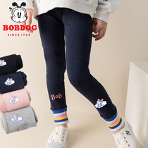 Babudou girls spring and autumn leggings in the big boy black autumn outer wear girl casual baby childrens trousers