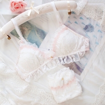 Japanese cute triangle cup bra set small chest no steel ring thin Cup girl lace comfortable bra comfortable underwear