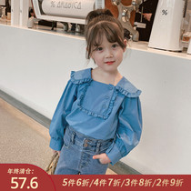 Little pudding baby baby childrens coat 2021 new girls foreign style long sleeve shirt autumn shirt
