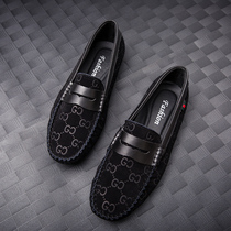 2021 summer new leather Doudou shoes mens soft-soled lazy shoes one foot pedal leisure Korean version of the trend driving shoes