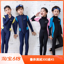 HISEA children swimsuit men and women conjoined sunscreen diving suit spa baby long sleeve 1-3-14 years old swimsuit