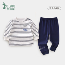 Lala autumn baby cotton underwear set male and female baby baby breathable clothes newborn foreign air two-piece set