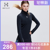 American HOTSUIT Sports Long Sleeve T-shirt Women High Neck Stretch Slim Spring Running Fitness Yoga Clothes Women