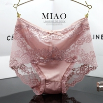 Sexy lace panties womens thin high waist antibacterial cotton crotch mesh transparent modal size seamless bottoms