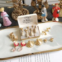 vintage overseas custom antiques modern replica Joker Enamel pearl gold-plated anti-allergic earrings