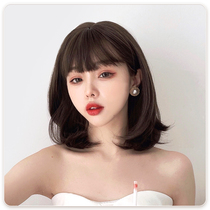 Wig short hair female summer breathable simulation round face curly hair full head sleeve type micro roll pear flower head long hair wig set