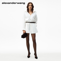 ALEXANDER WANG LADIES DETACHABLE LEATHER BELT MINI DRESS WHITE