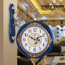 Conba European double-sided wall clock living room creative large clock two-sided clock pastoral simple silent quartz clock