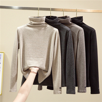High collar undershirt woman autumn and winter new double face cashmere grinding interias pile collar foreign gas plus velvet thickened blouses