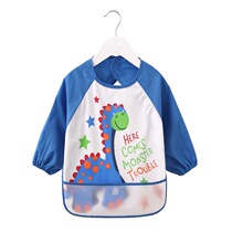 Baby Long Sleeve Anti-Dress Hood Waterproof Childrens Painting Costume Cartoon Baby Rice Hood for Saliva Clothing