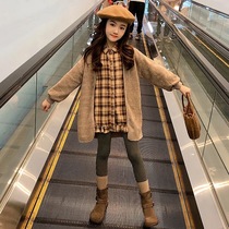 UK Next Sara Girl Spring Autumn Clothing Two Sets 2021 New Trendy CUHK Kids Plaid Shirt Dress