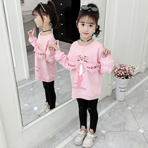 Girls sweater 2020 new spring and autumn in the big child foreign style childrens spring and autumn baby pullover in the long top tide