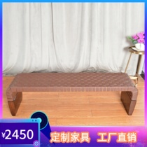 Minimalist Nordic Designer Creative Horse Leather Weave Long Bench Chair Brief Stylish Bed Tailbench Solid Wood 100 Hitch Bench