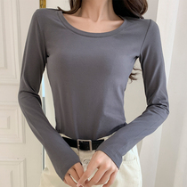 Base shirt female 2021 autumn and winter new solid color long sleeve T-shirt thin spring dress interior slim top autumn clothes